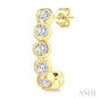 Floating Bezel Diamond Half Hoop Earrings in 10K Yellow Gold