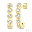 Floating Bezel Diamond Half Hoop Earrings in 10K Yellow Gold