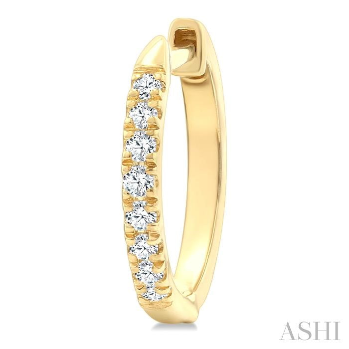Lovely 1/4ct  Diamond Huggie Petite Hoop  Earrings in 10K Yellow Gold