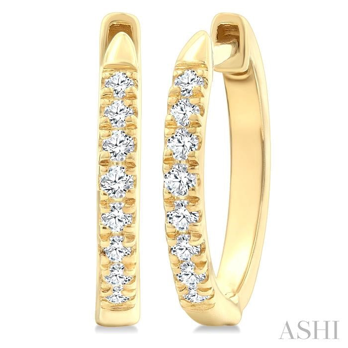 Lovely 1/4ct  Diamond Huggie Petite Hoop  Earrings in 10K Yellow Gold