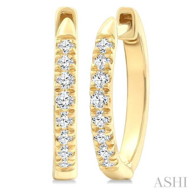 Lovely 1/4ct  Diamond Huggie Petite Hoop  Earrings in 10K Yellow Gold