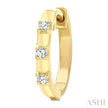 3-Stone Spaced Diamond Huggie Hoop Earrings in 10K Yellow Gold