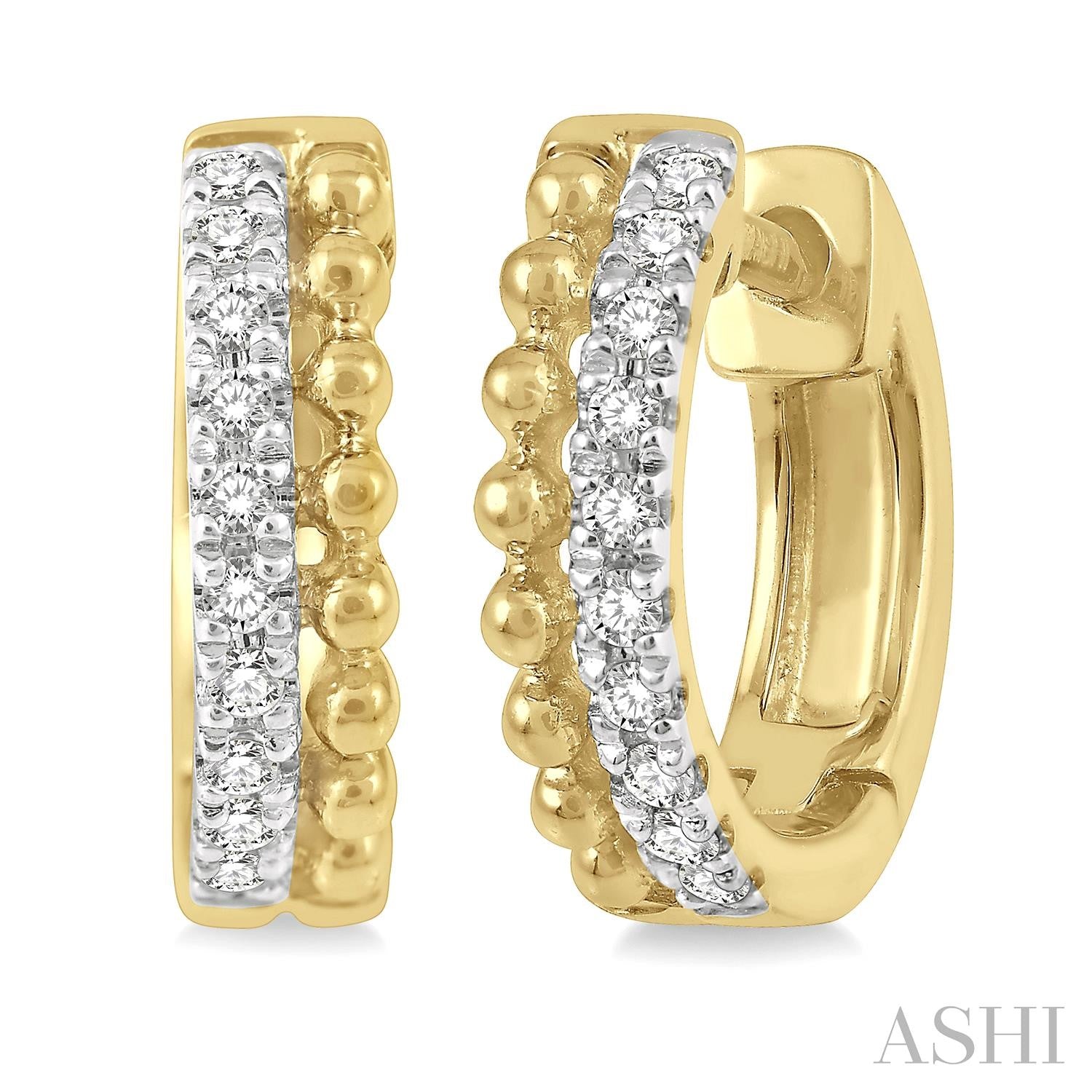 Bead Bijoux Petite Diamond Huggie Hoop Earrings in 10KY Gold