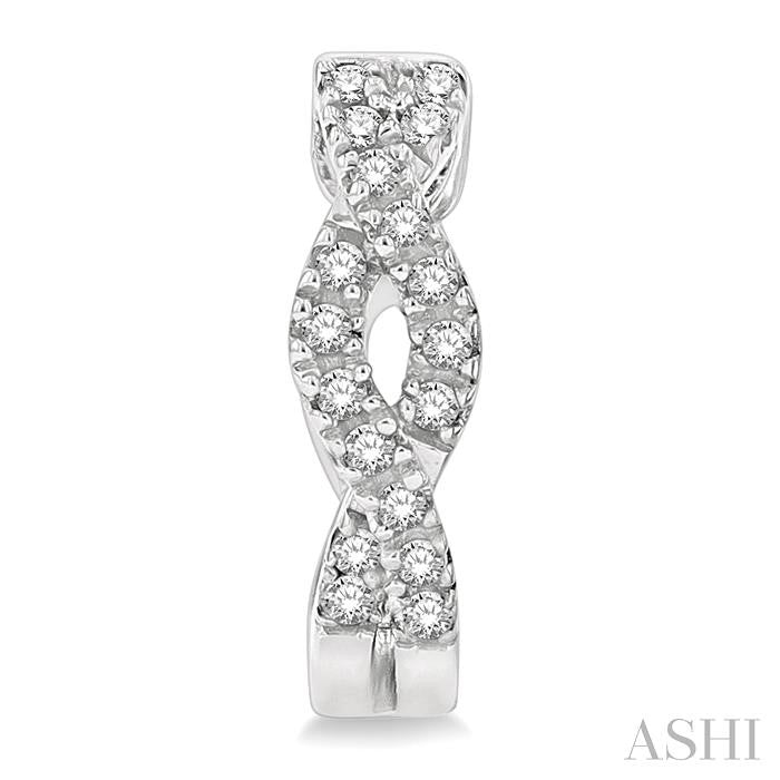 White Gold Entwined Round Cut Diamond Huggies