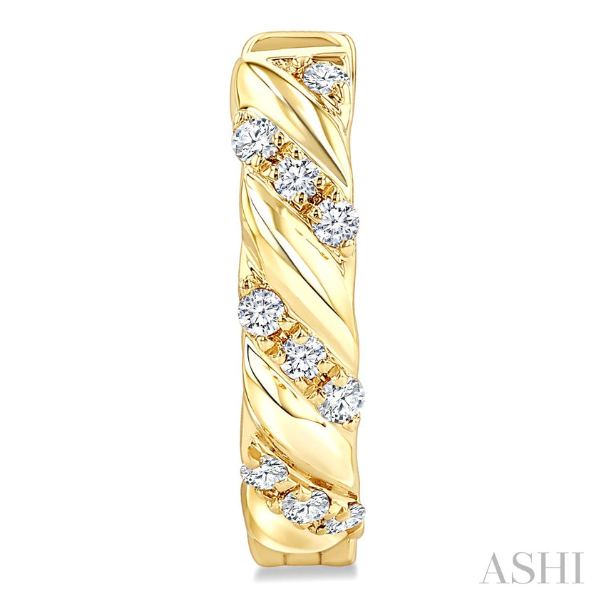 Petite Spiral Twirl Diamond Huggie Hoops Earrings in 10K Gold