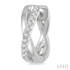 Split Intersecting Arms Round Cut Diamond Huggie