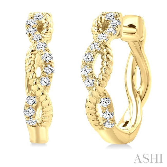 1/4 Ctw Twisted Rope Diamond Huggie Petite Earrings in 10K Yellow Gold