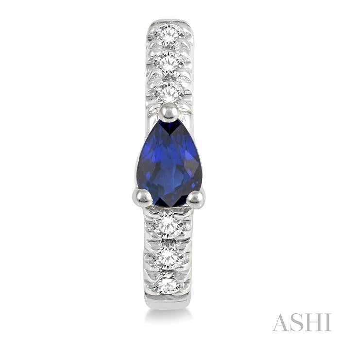 Gorgeous Sapphire and Diamond Petite Huggie Hoop Earrings in 10K White Gold