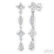 Lovely 1/2ct Mixed Cut Diamond Fashion Long Earrings in 14K White Gold