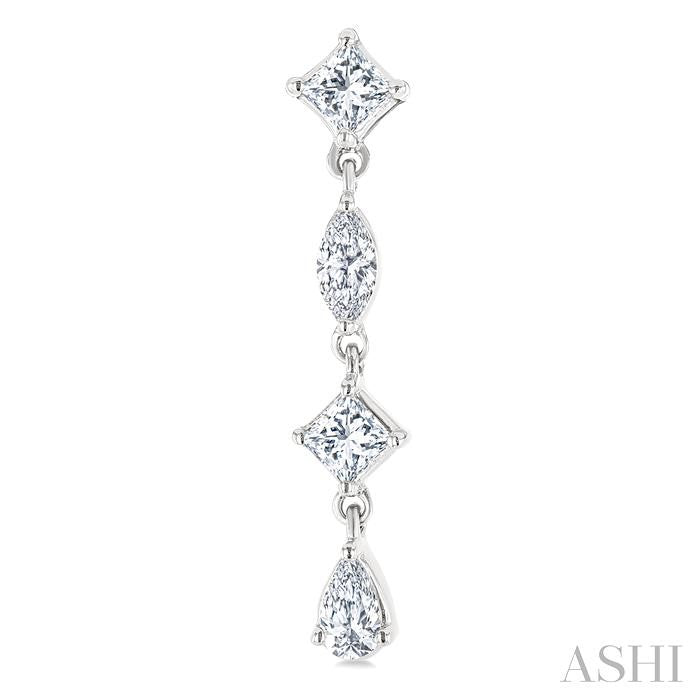 Elegant Mixed Cut 1/2ct Diamond Fashion Drop Earrings in 14K White Gold