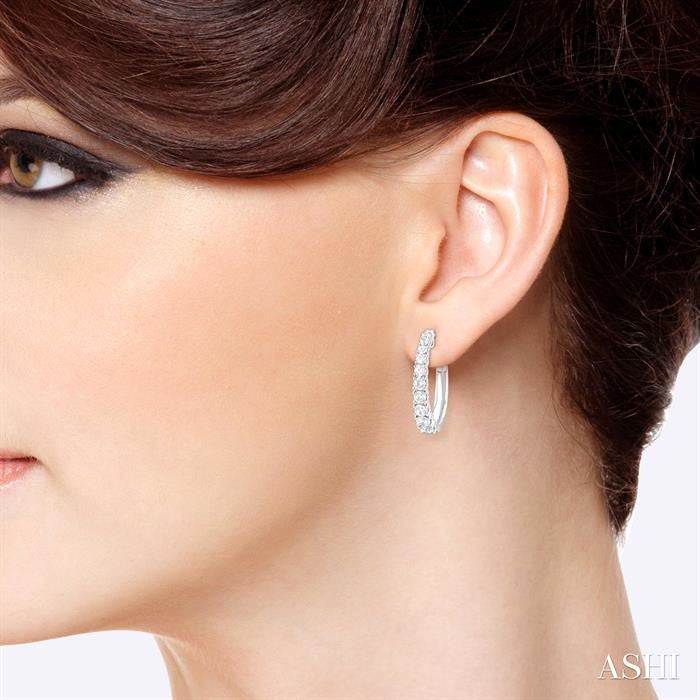 1.50 Carats Graduated Diamond Fashion Hoop Earrings