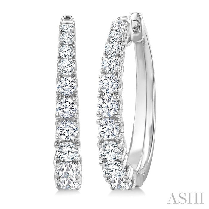 1.50 Carats Graduated Diamond Fashion Hoop Earrings