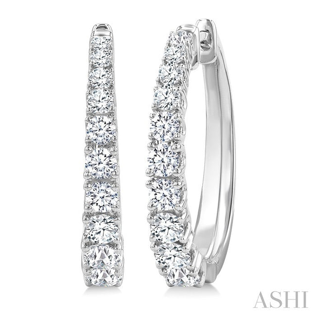 1.50 Carats Graduated Diamond Fashion Hoop Earrings