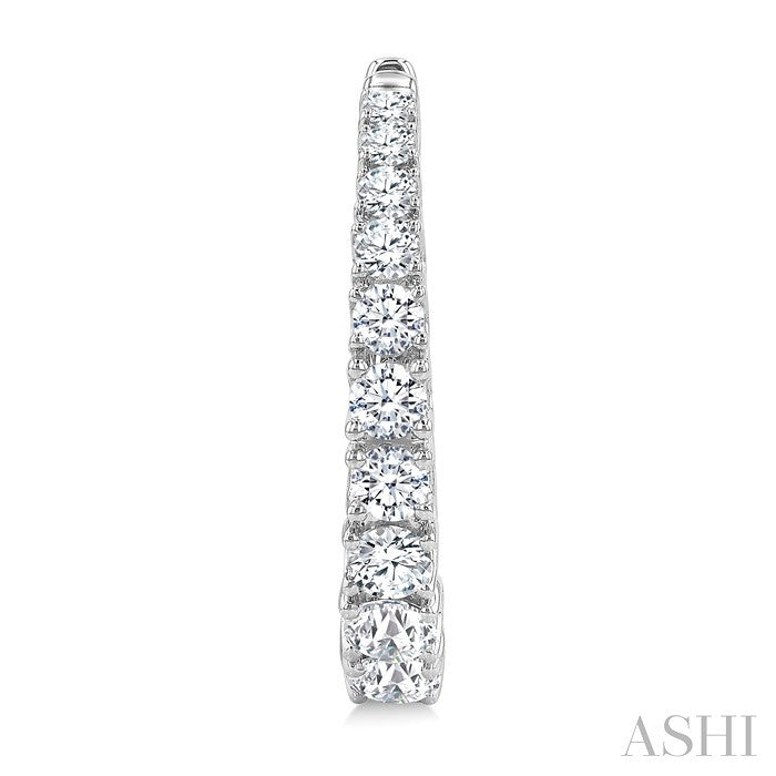 1.50 Carats Graduated Diamond Fashion Hoop Earrings