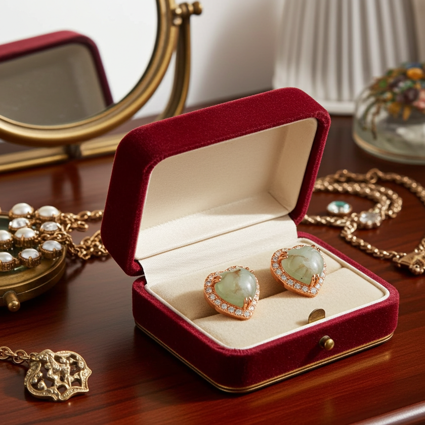 LeVian Earrings with Peacock Aquaprase & Nude Diamonds in 14K Strawberry Gold