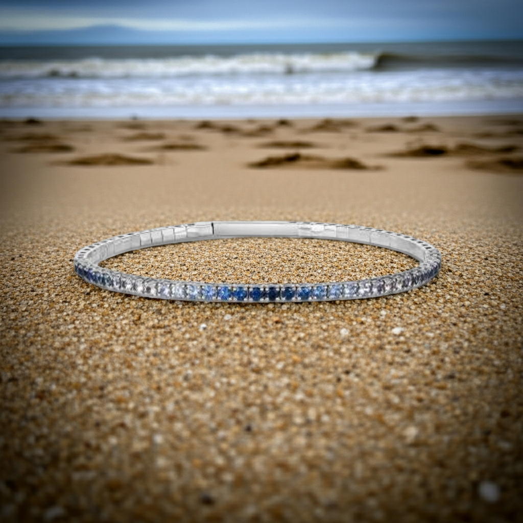 Spectacular Le Vian Denim Ombré® Sapphire Bangle in 14K Vanilla Gold®