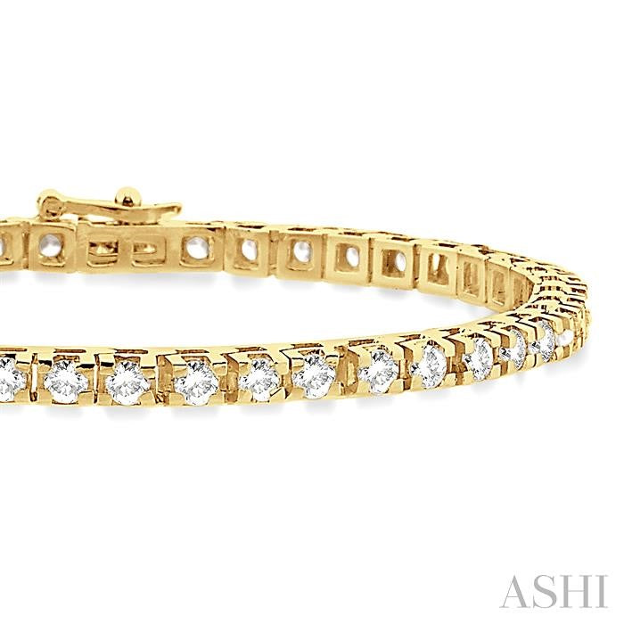 5 Carat Square Shape Diamond Tennis Bracelet in 14K Yellow Gold