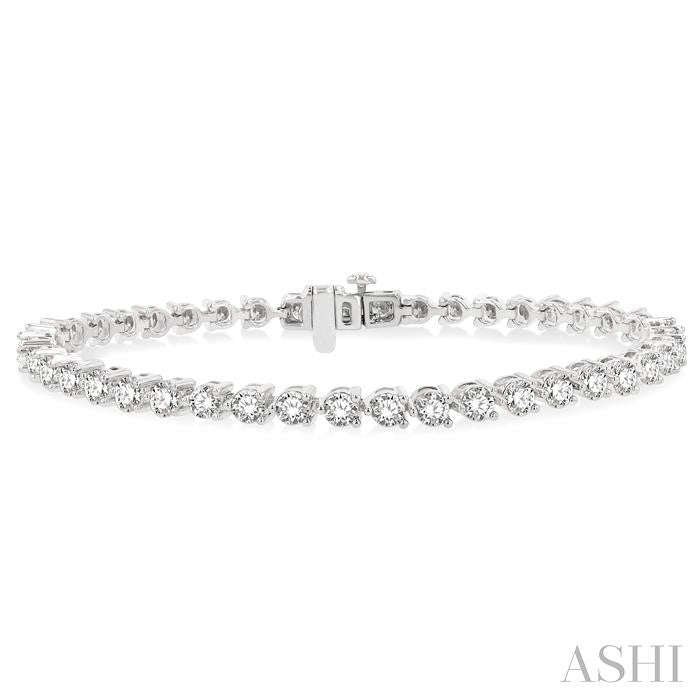 Classic 5 Carat 3-Prong Diamond Tennis Bracelet in 14K White Gold