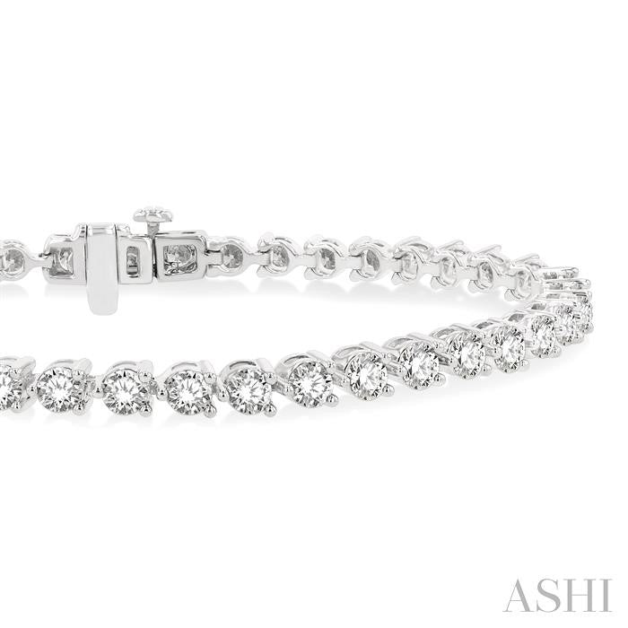 Classic 5 Carat 3-Prong Diamond Tennis Bracelet in 14K White Gold