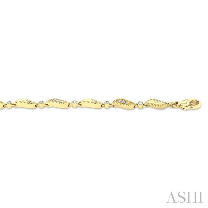 Vintage Inspired 1/4ct Wave Link Diamond Fashion Bracelet in 10K Yellow Gold