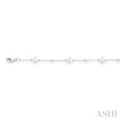 Dainty Pearl and Diamond Fashion Station Bracelet in 14K White Gold