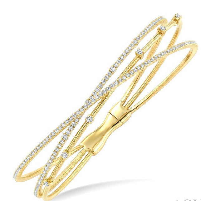 Triple Row Diamond Flex Bangle