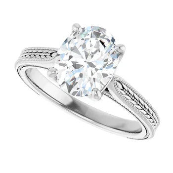 Vintage-Inspired Oval  Diamond Engagement Ring with Tulip Setting
