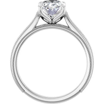 Vintage-Inspired Oval  Diamond Engagement Ring with Tulip Setting