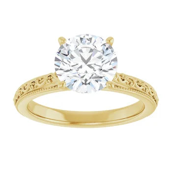2 Carat Vintage Inspired Solitaire Engagement Ring