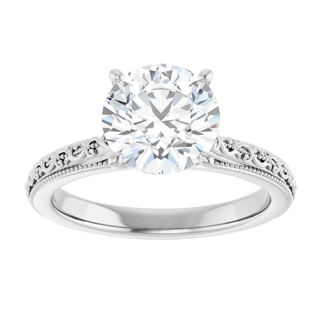 2 Carat Vintage Inspired Solitaire Engagement Ring