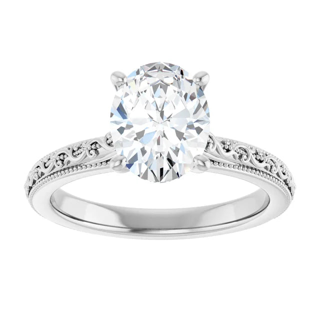 2 Carat Vintage Inspired Solitaire Engagement Ring
