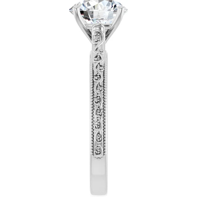 2 Carat Vintage Inspired Solitaire Engagement Ring