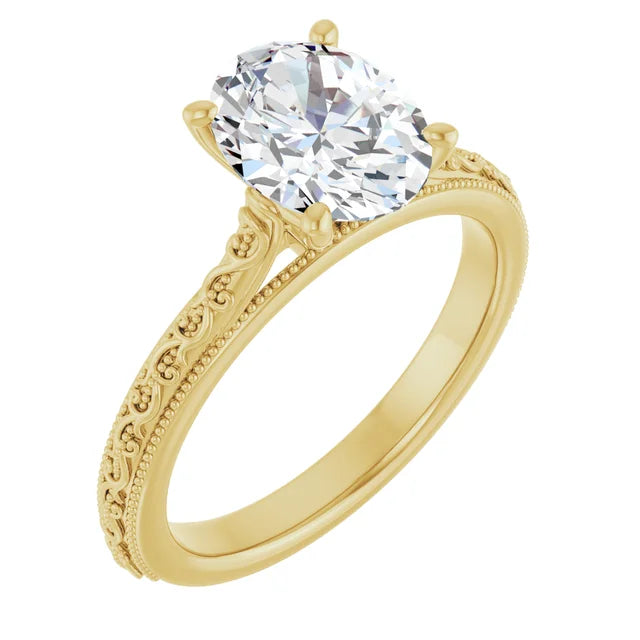2 Carat Vintage Inspired Solitaire Engagement Ring