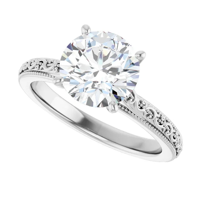 2 Carat Vintage Inspired Solitaire Engagement Ring