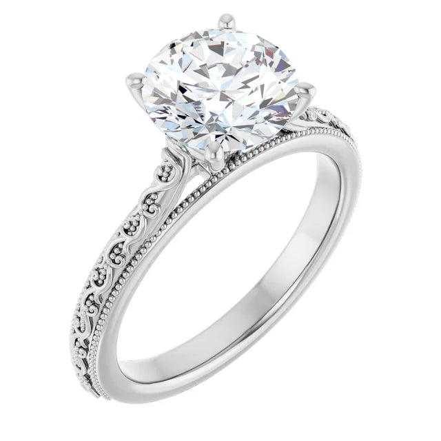 2 Carat Vintage Inspired Solitaire Engagement Ring
