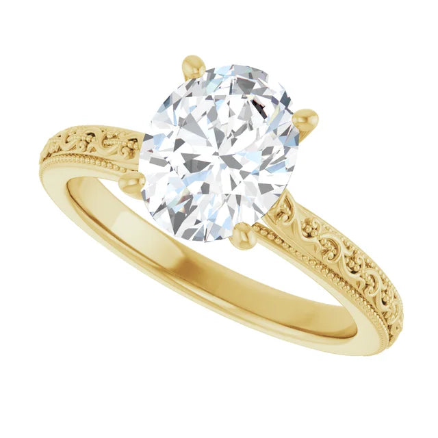 2 Carat Vintage Inspired Solitaire Engagement Ring