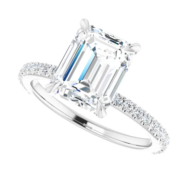 Hidden Halo Emerald Cut Engagement Ring