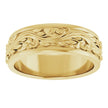 14K Yellow Gold 7 mm Floral Inlay Flat Band Size 10