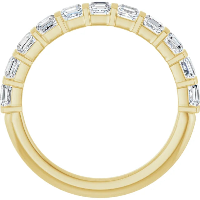 1 1/8ctw 14k Yellow Gold Asscher Diamond Band