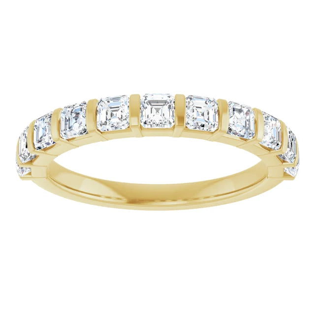  1 1/8ctw 14k Yellow Gold Asscher Diamond Band