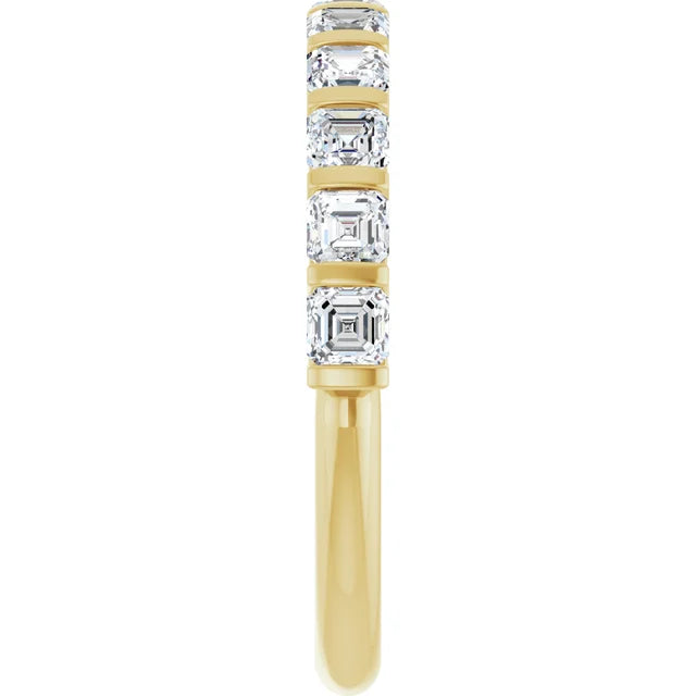 1 1/8ctw 14k Yellow Gold Asscher Diamond Band