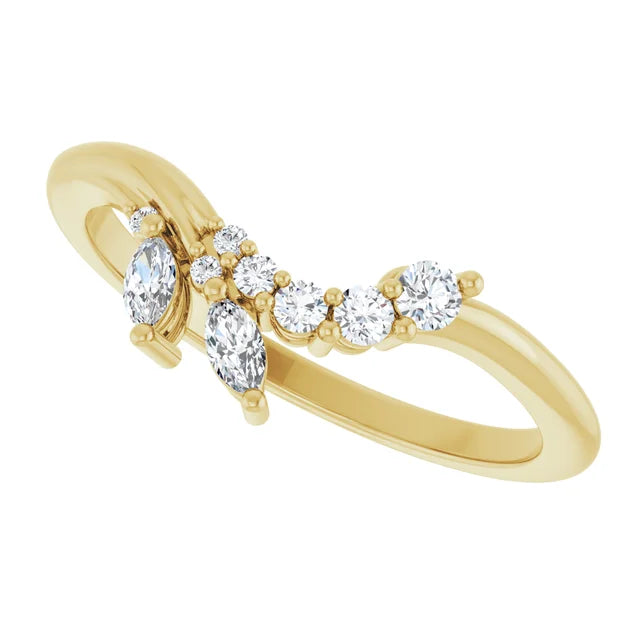 14k Yellow Gold Diamond Contour Band