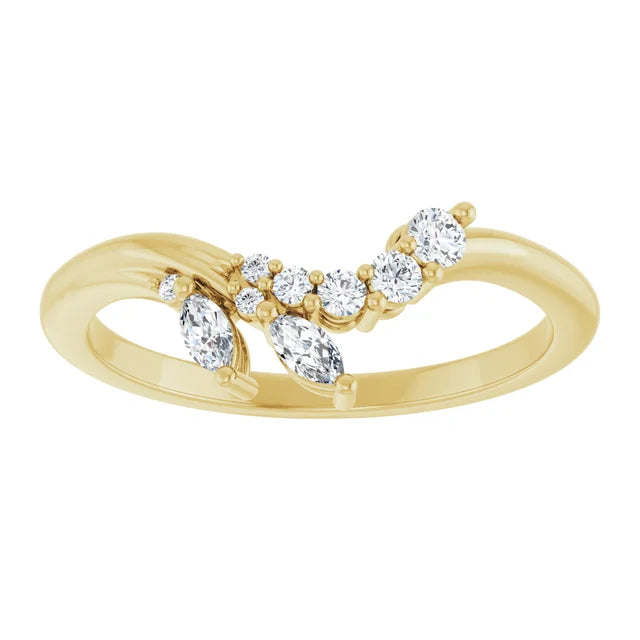 14k Yellow Gold Diamond Contour Band
