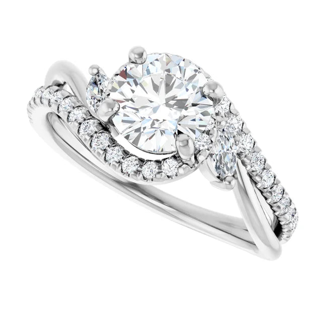 Round Bypass Engagement Ring