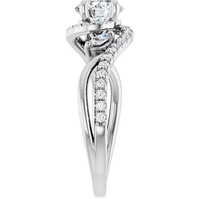 Round Bypass Engagement Ring