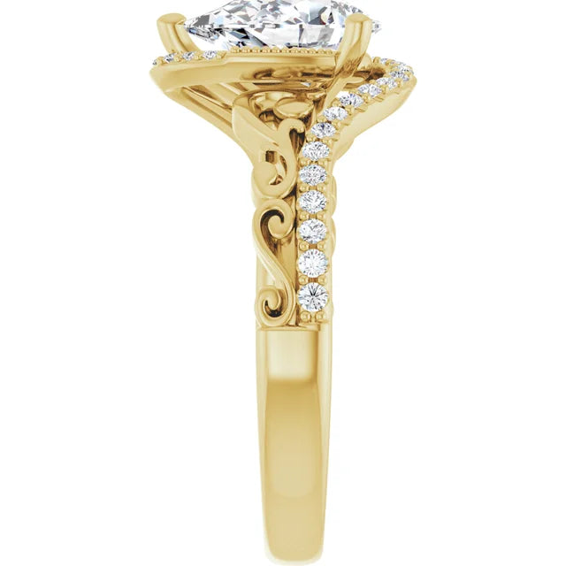 14k Pear Shape Vintage Inspired Diamond Ring