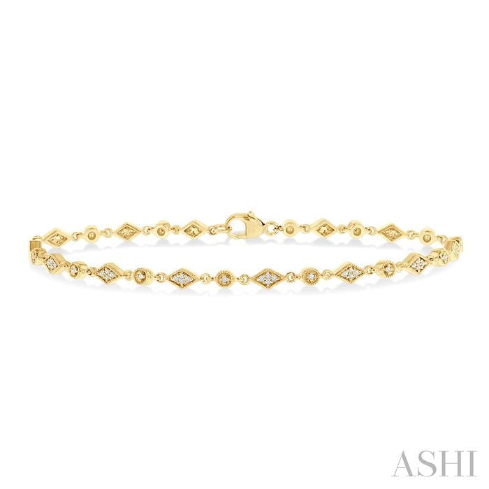 1/4ct Art Deco Kite Diamond Fashion Tennis Bracelet in 10K Yellow Gold