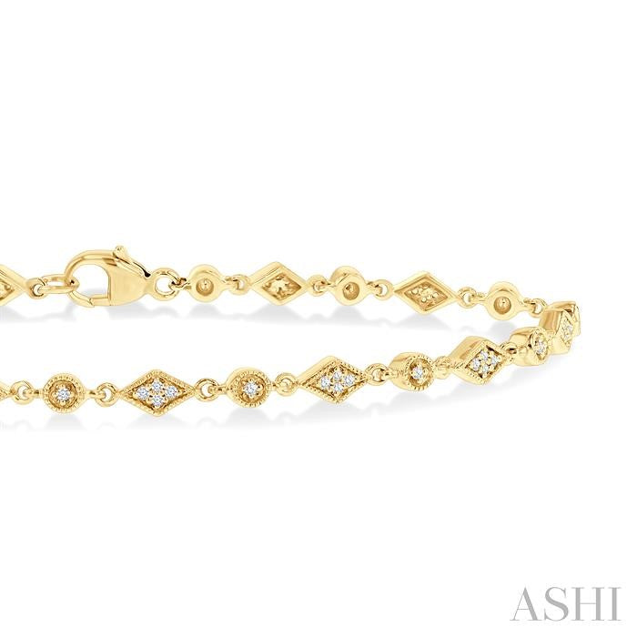 1/4ct Art Deco Kite Diamond Fashion Tennis Bracelet in 10K Yellow Gold