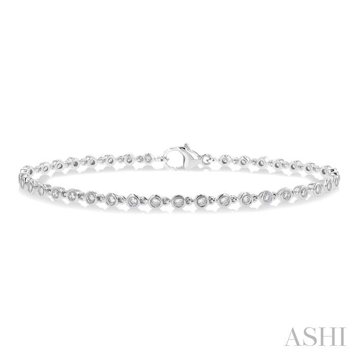 Modern 1ct Bezel Set Diamond Tennis Bracelet in 14K White Gold