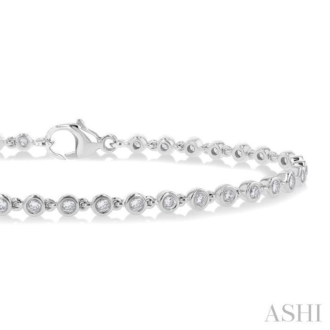 Modern 1ct Bezel Set Diamond Tennis Bracelet in 14K White Gold